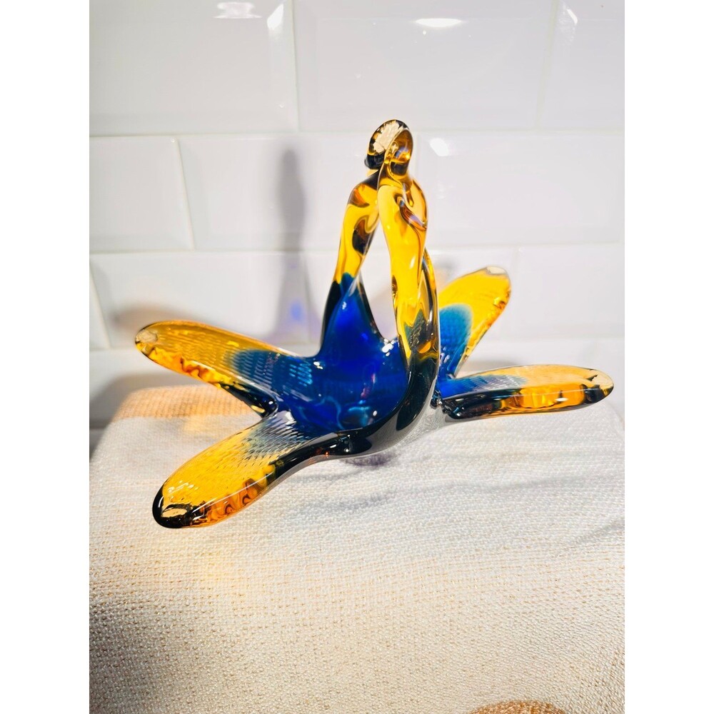 Murano  Art Glass Dish with Handle Vintage